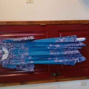 Reborn Turquoise blue, navy and silver dress. Size XL